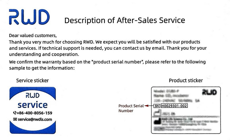 How to find the product serial number on RWD equipment