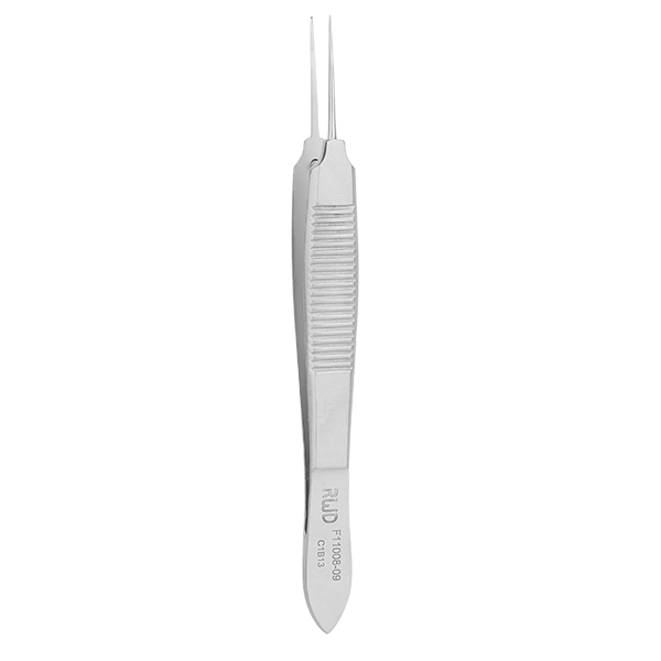 1x2 teeth Micro Forceps-Str， head length 22.5mm, Tip 0.2*0.4mm, 5mm Platform, 9.5cm