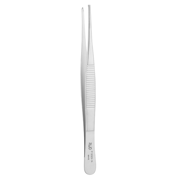 1x2 Teeth Tissue Forceps (Standard)-Str, Tip width 1.8mm, 14cm
