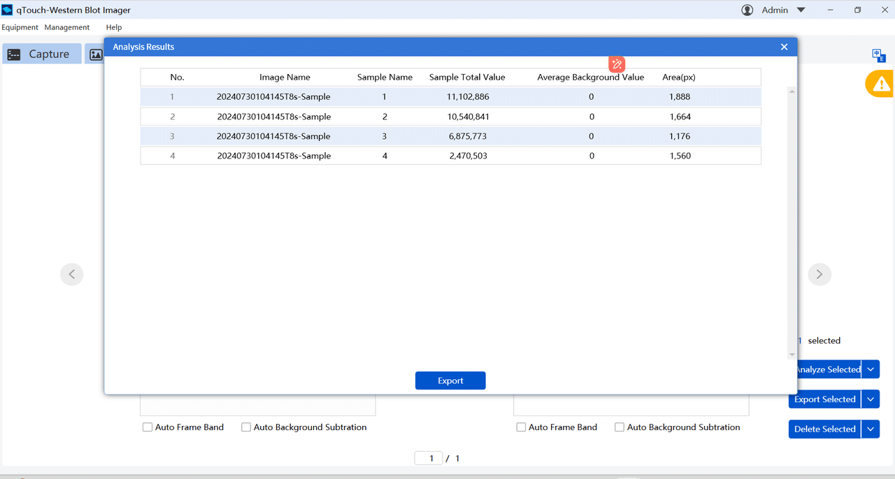 qTouch-Western-Blot-imager-Sample-value-analysis